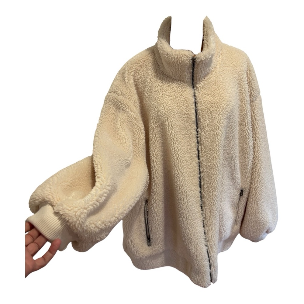 VTG AVA & VIV CREAM SHEARLING TEDDY JACKET ZIP FRONT COTTAGECORE WHIMSICAL SZ 3X - Picture 3 of 6
